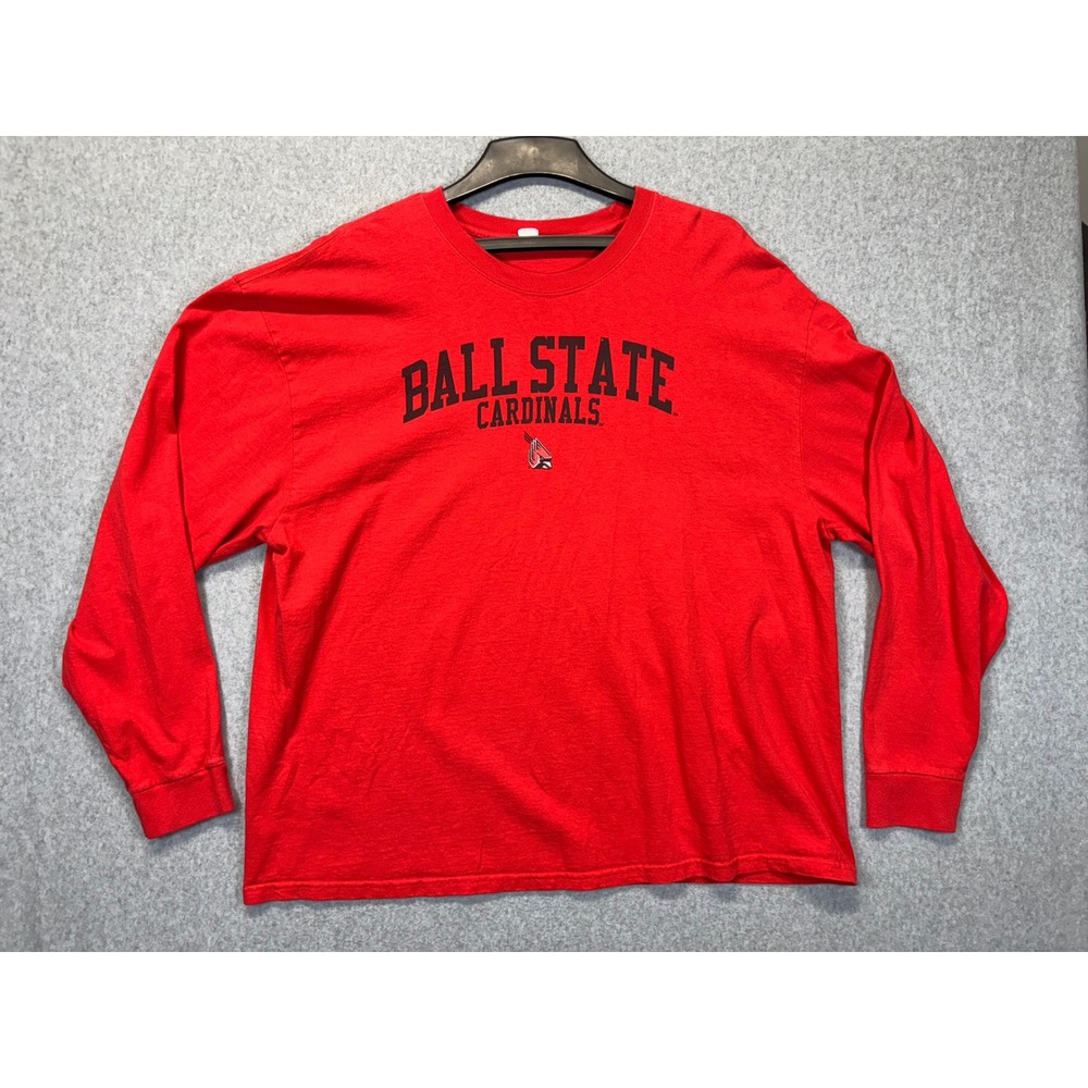 Ball State Cardinals Mens 2XL Long Sleeve T-Shirt Red BSU NCAA Cotton Graphic